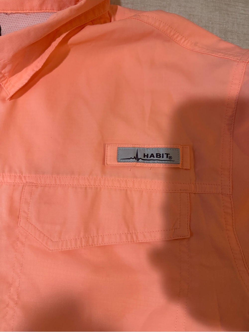 HABIT Men's Casual Button-Down Shirt in Coral Peach